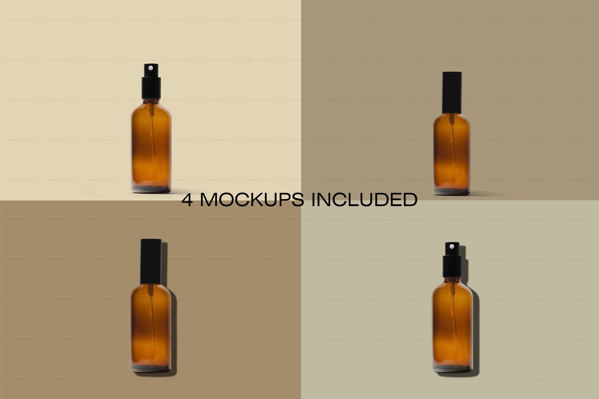 Amber Spray Bottle Mockup - Copal Studio Packaging Mockups For Designers