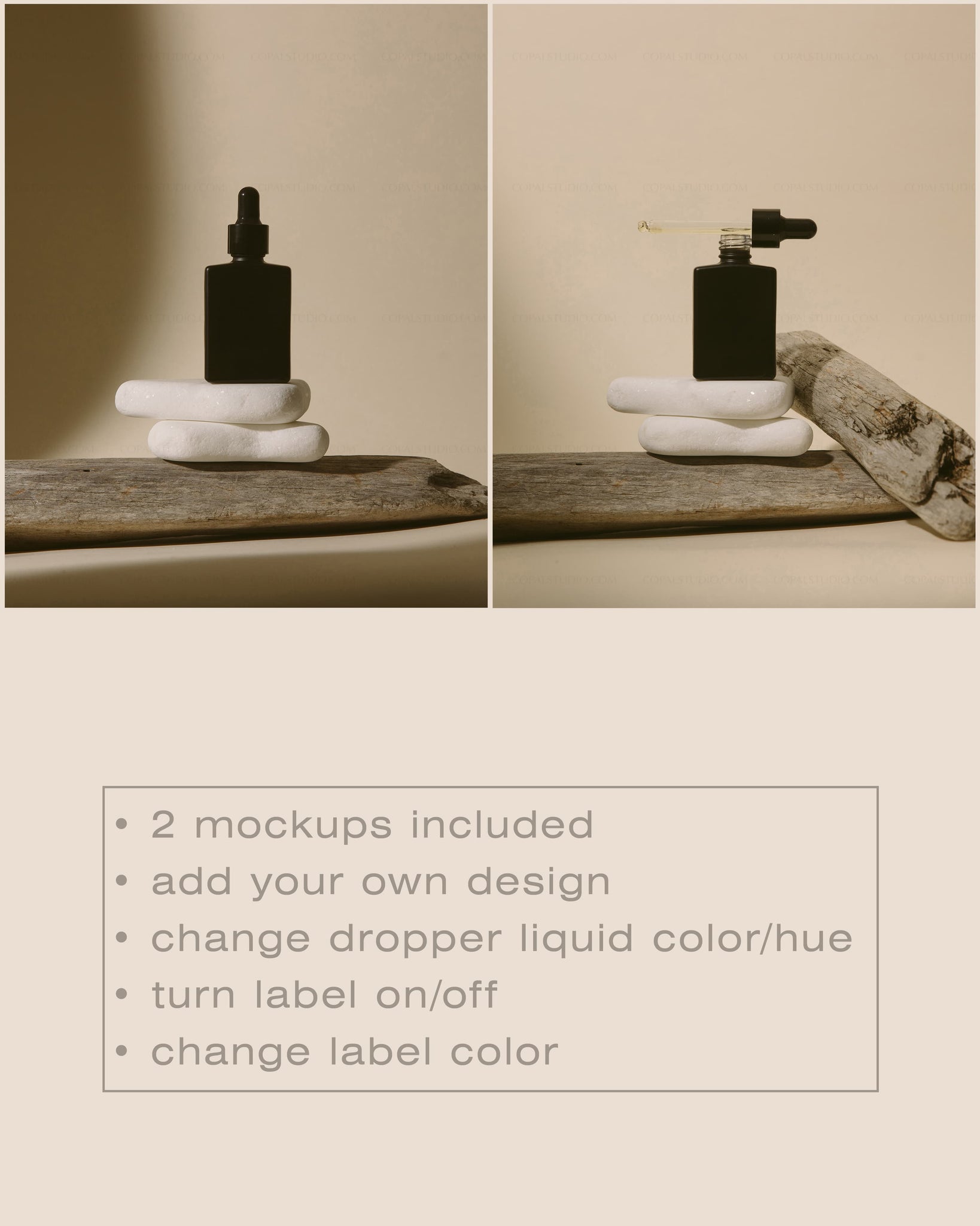 Square Black Dropper Bottle Mockup No. 11 - Copal Studio Packaging Mockups For Designers