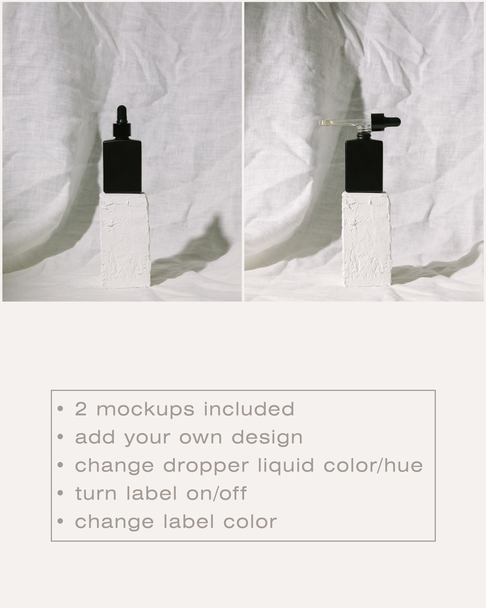 Square Black Dropper Bottle Mockup No. 2 - Copal Studio Packaging Mockups For Designers