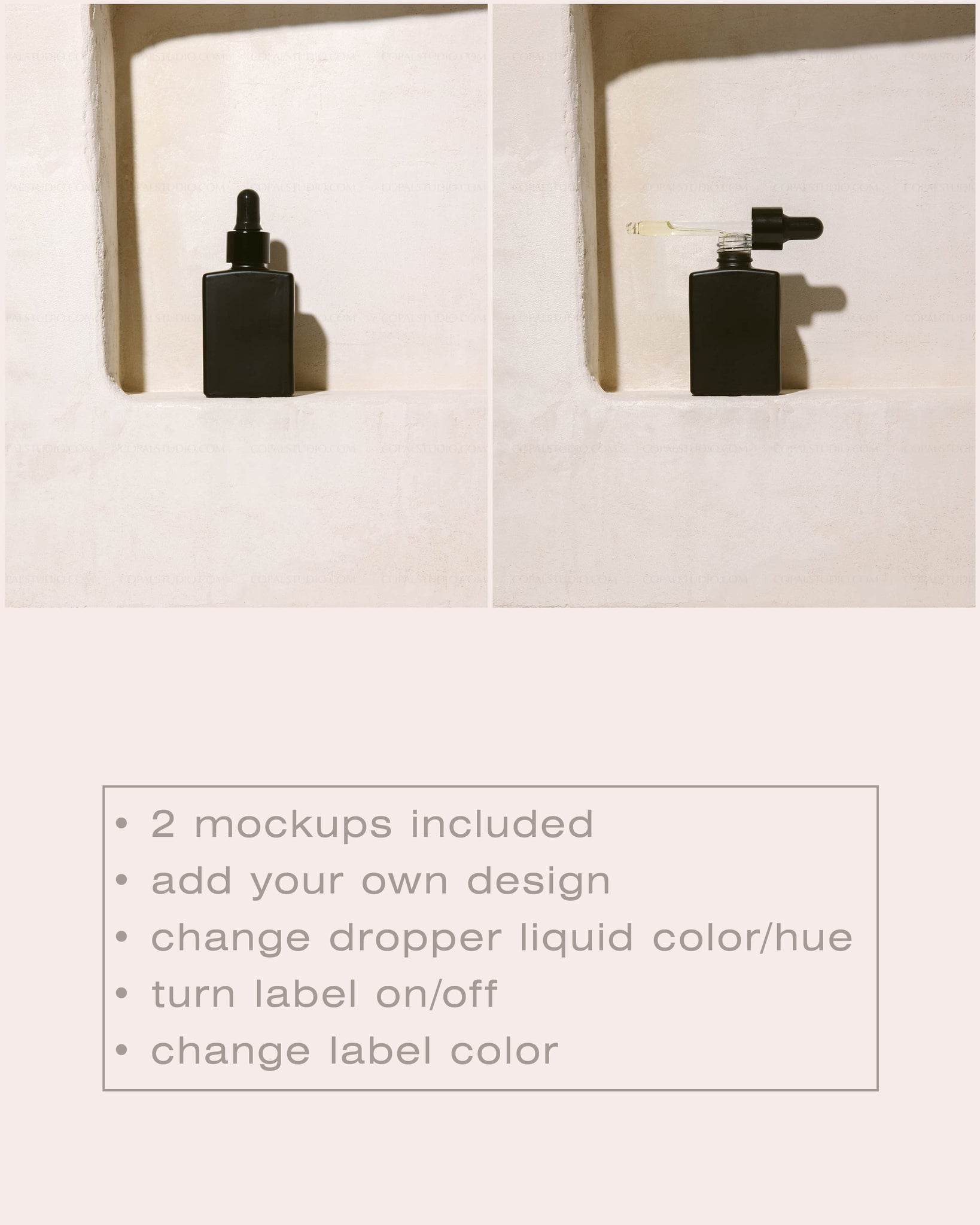 Square Black Dropper Bottle Mockup No. 6 - Copal Studio Packaging Mockups For Designers