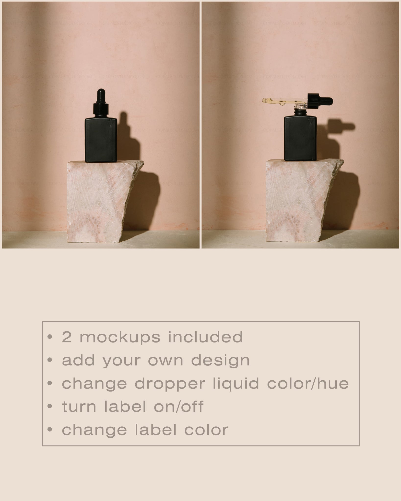 Square Black Dropper Bottle Mockup No. 1 - Copal Studio Packaging Mockups For Designers