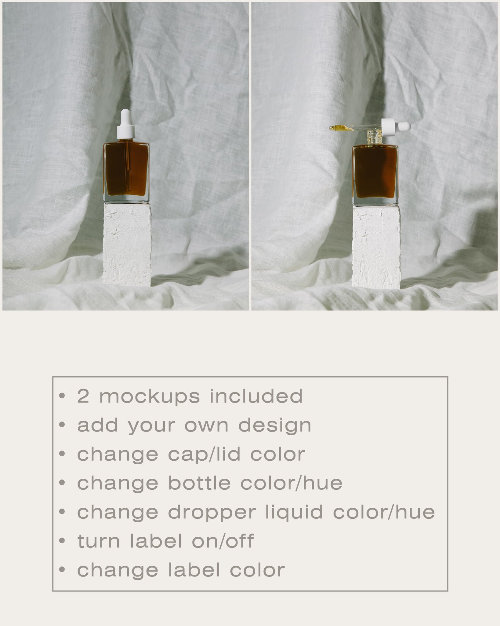 Square Glass Dropper Bottle Mockup No. 2 - Copal Studio Packaging Mockups For Designers