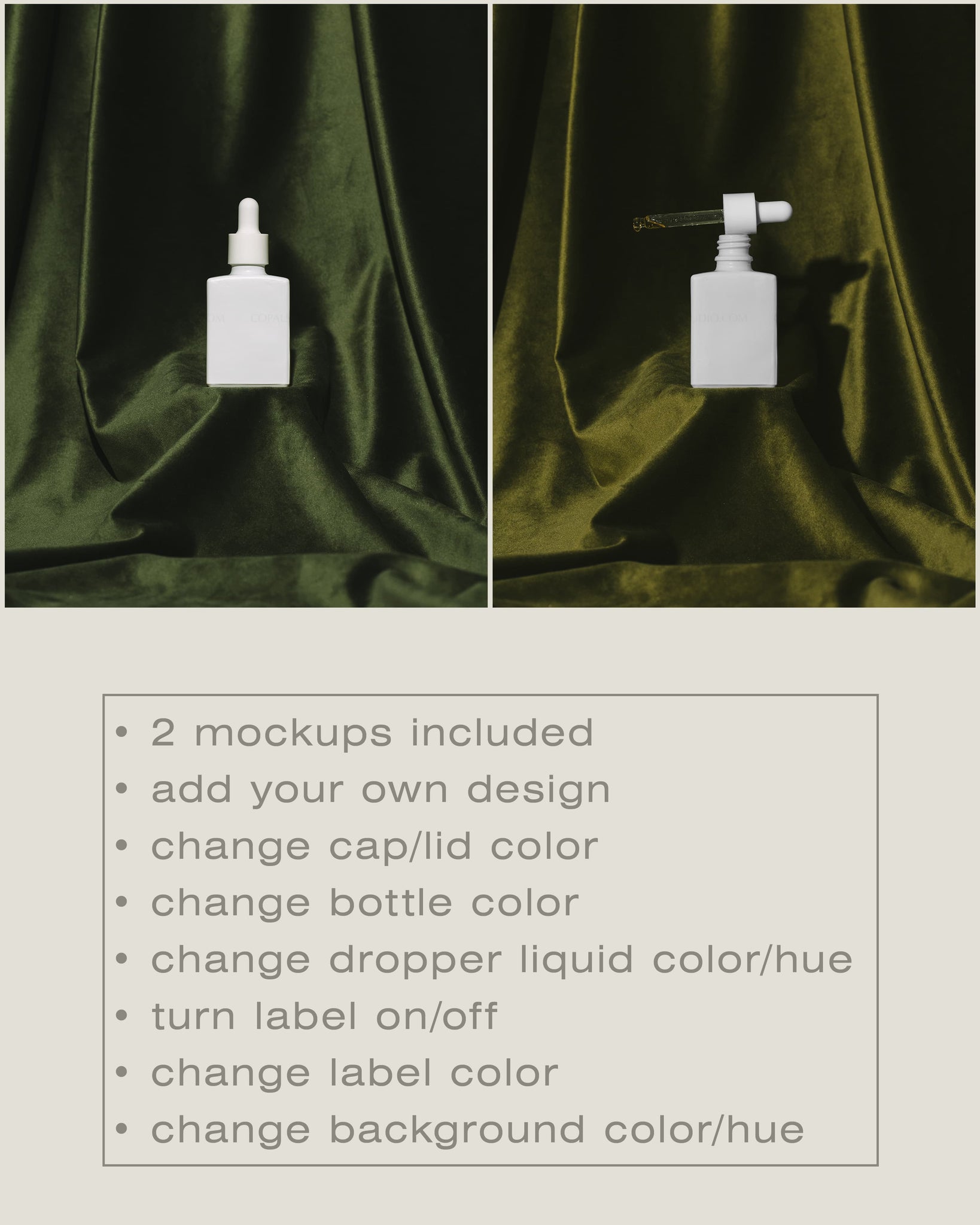 Square Dropper Bottle Mockup No. 5 - Copal Studio Packaging Mockups For Designers